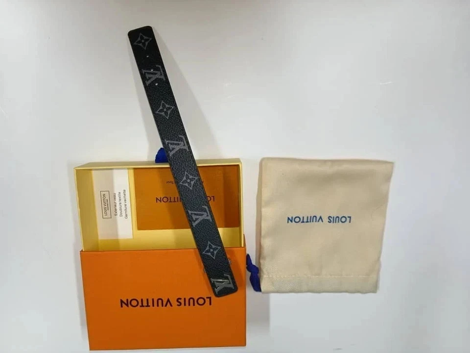 louis vuitton men’s lv slim bracelet – adjustable size – pre owned louis vuitton men’s lv slim bracelet – adjustable size – pre owned